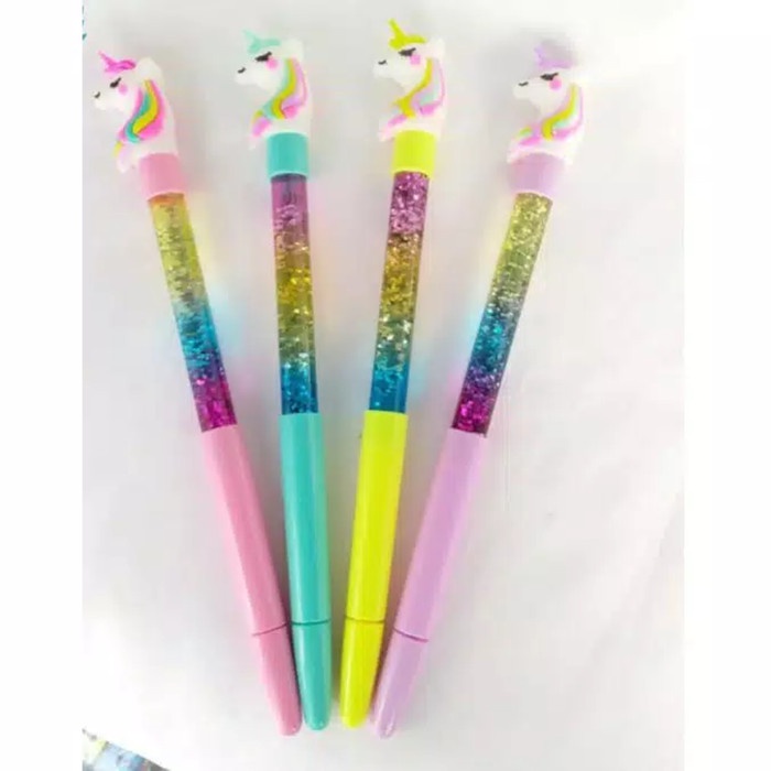 

pen gel unicorn gliter air 12 pcs tinta hitam