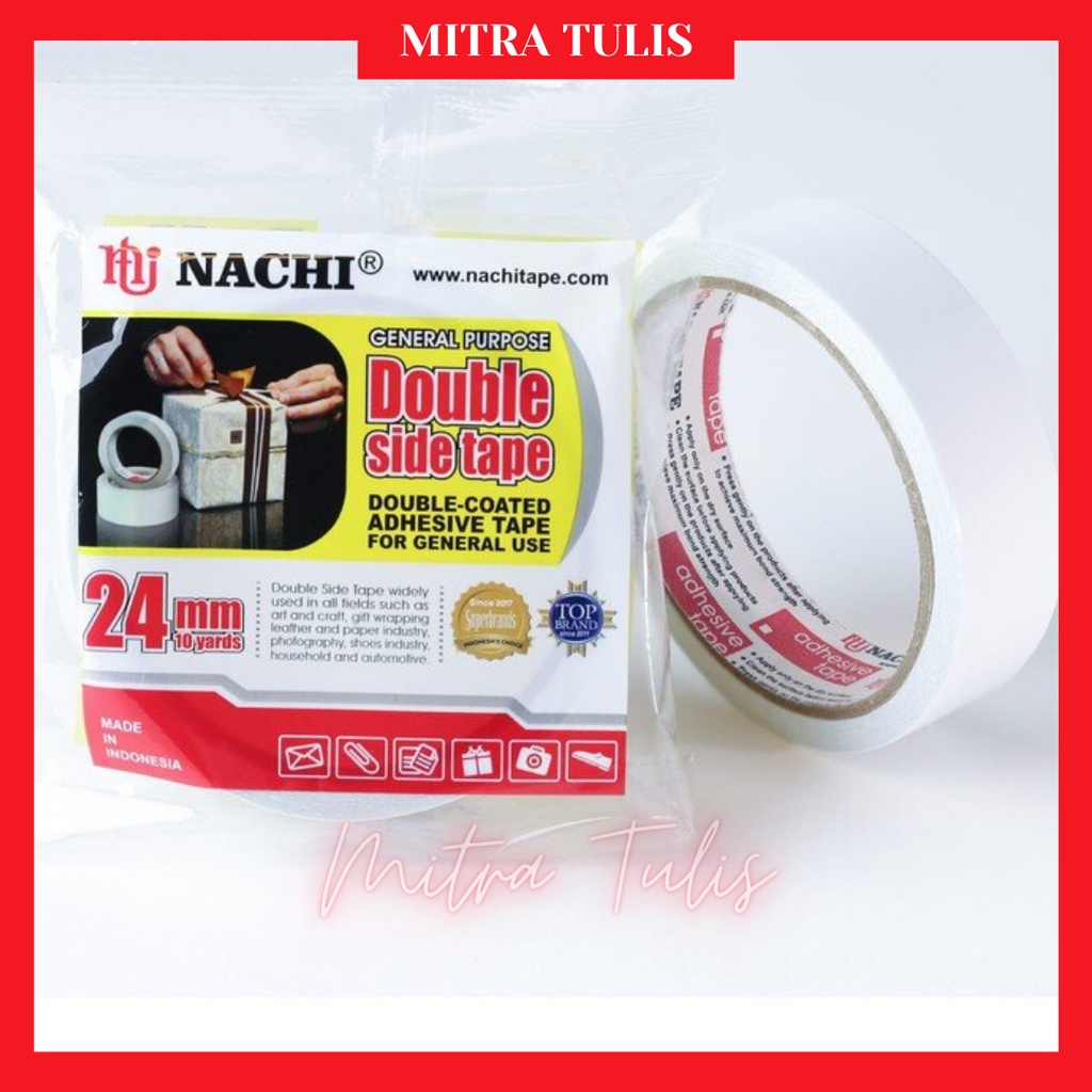 

Double Side Tape Isolasi Bolak Balik Nachi 24 mm / 1 Inch x 10 Yard