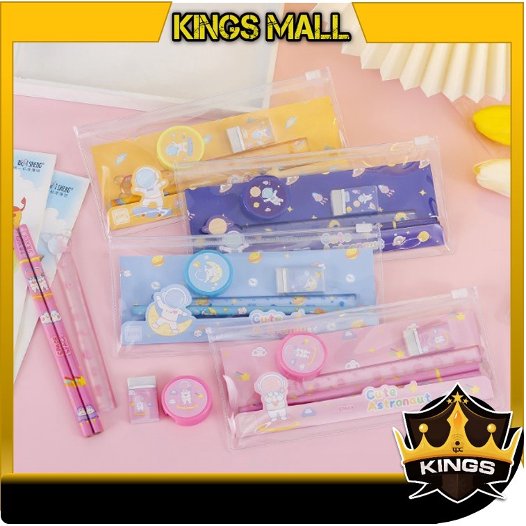 

KINGS - S5942 Alat Tulis Set Mini Stationary / Set Alat Tulis 5 In 1 Karakter / Warna-Warni Astronot Stationary / Set Alat Tulis