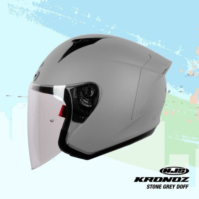 NJS KRONOZ STONE GREY SOLID | Helm half face kronoz abu  - GREY GLOSSY, S