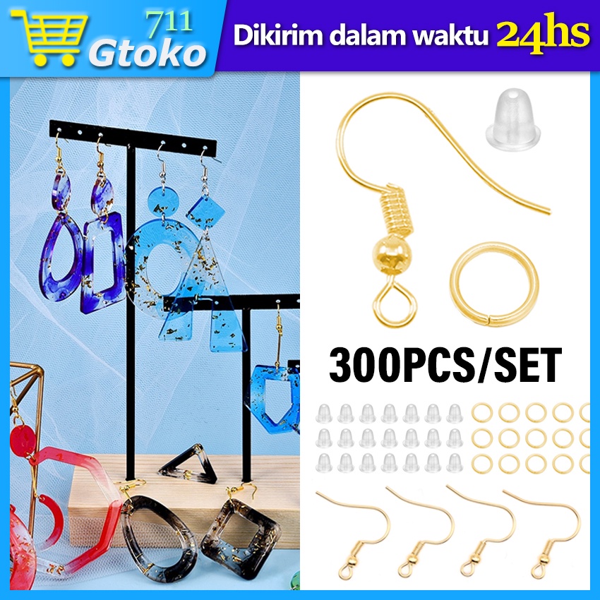 Anting Diy Aksesoris Penutup Anting Belakang Karet Earring Ring Hook Anting Gantung Warna Gold Silve