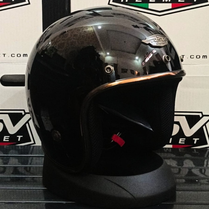 HELM RSV CLASSIC BLACK GLOSSY / HELM CLASSIC / HELM HALF FACE - Tanpa Kaca, M