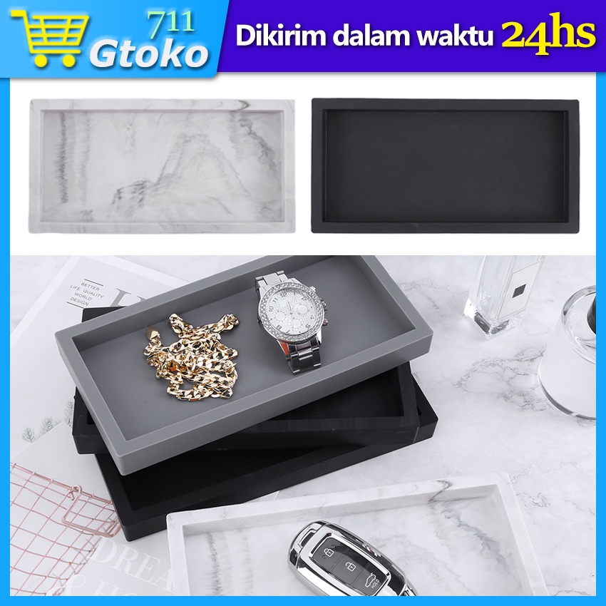 Rectangle Tray Tatakan Dispenser Soap Silikon Marble Motif Marmer Alas Nampan Tempat Botol Sabun Sha