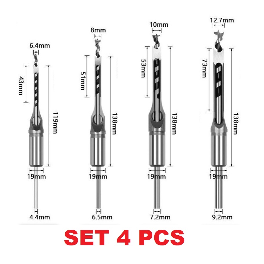 MATA BOR PAHAT BOR BOBOK Bor Persegi Kayu HSS Square Hole Drill - 03