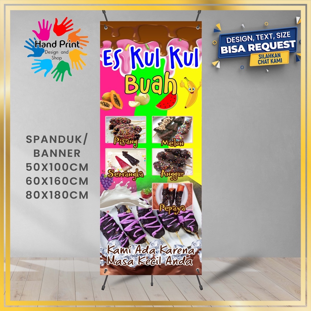 SPANDUK / BANNER Es Kul Kul Buah Pelangi Bisa Request Desain