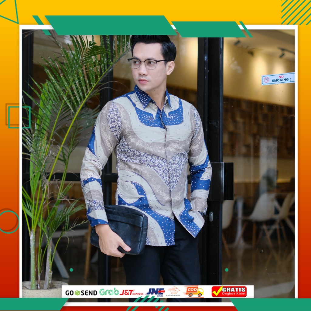 BAJU BATIK PRIA KEREN MODEL BARU /BARU..ATASAN KEMEJA HEM PRIA BAJU BATIK LENGAN PANJANG LAPIS FURIN