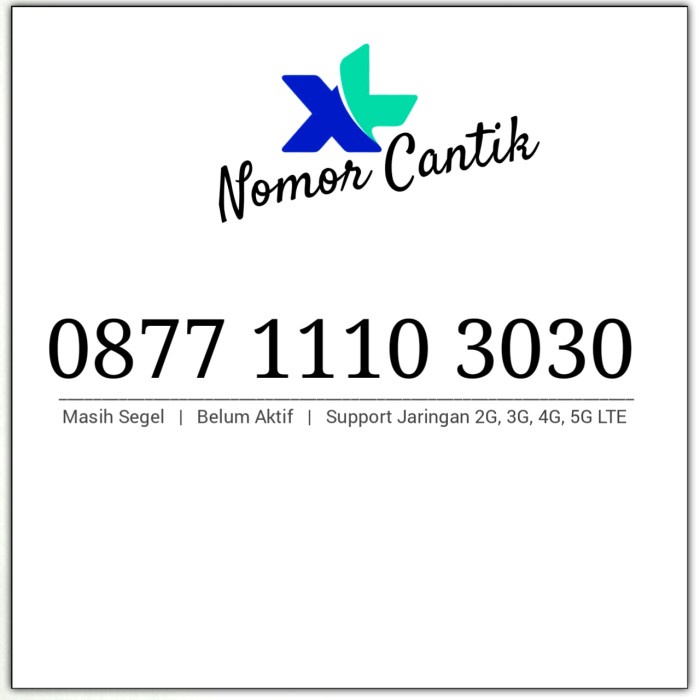Kartu Perdana Nomor Cantik Murah XL 4G LTE 0877 1110 3030