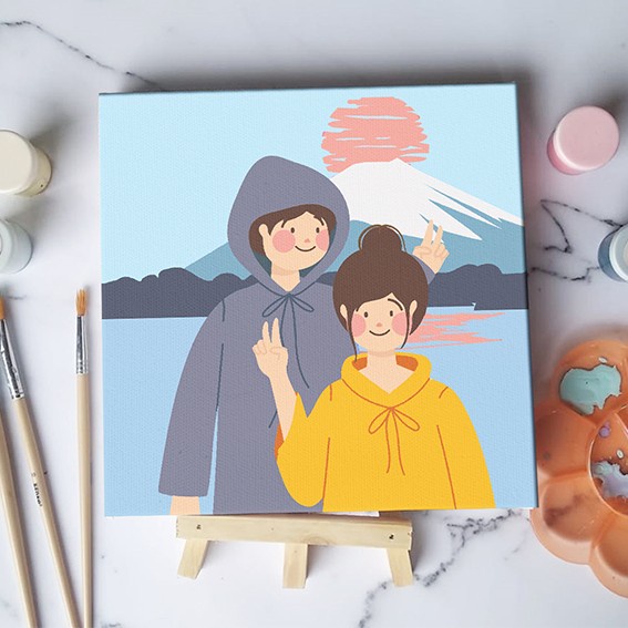 

MurMer COD Paint by number lukisan couple valentine canvas 20x20 / painting kit - couple 2, 15x15 cm