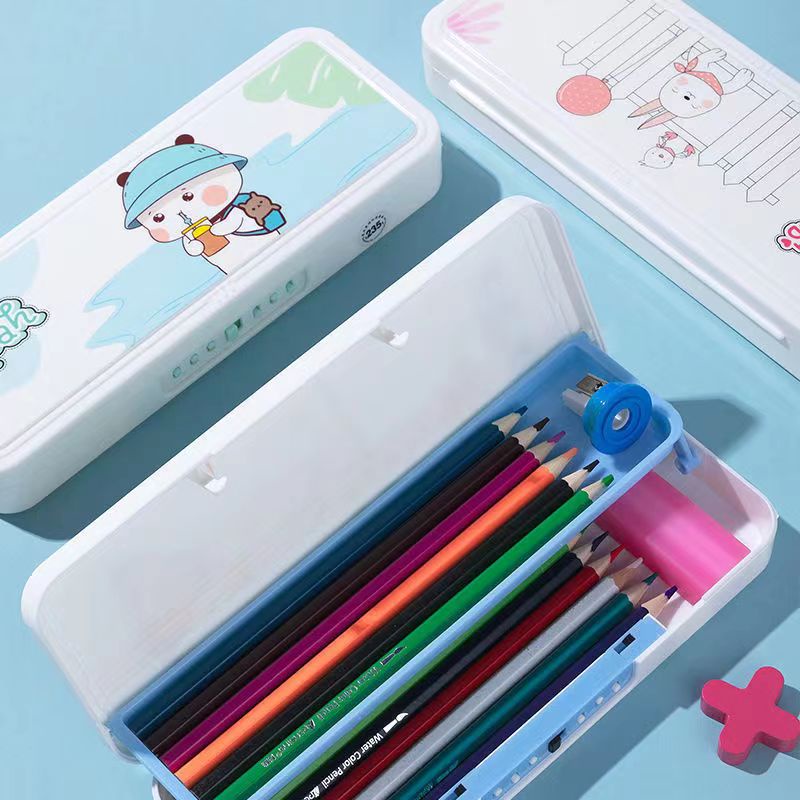 

Kotak Tempat Tepak Pensil Anak Kode Laki Laki Perempuan 2 Layer/Kotak pensil kunci kombinasi lapis ganda berkapasitas besar