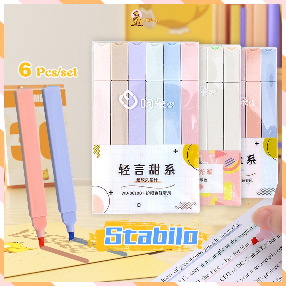

Edden Stabilo isi 6 warna pastel Stabillo warna Highlighter pastel