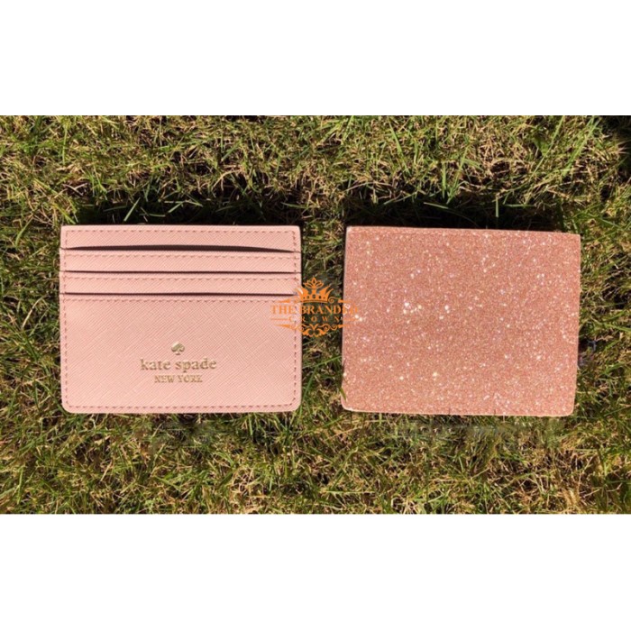 

VS Kate Spade Greta Court Graham Gold Glitter Card Holder Wallet Vvs