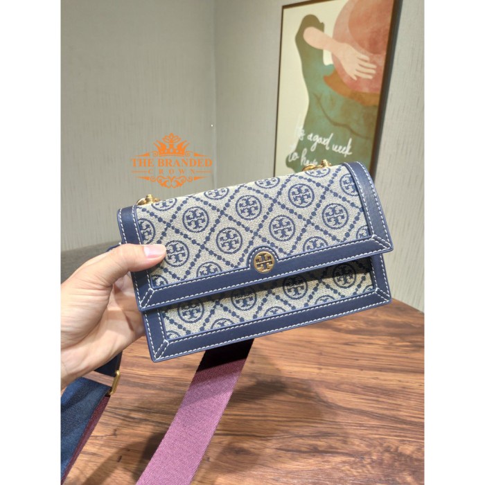 VS Tas Tory Burch 81000 T Monogram Jacquard Mini Shoulder Bag Blue Vvs