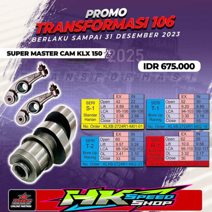 NOKEN AS BRT MASTER CAM CAMSHAFT PLUS RRA ROCKER ARM KLX 150 KLX 140 DTRACKER S1 T1 T2 R1 R2 R3 R4 R