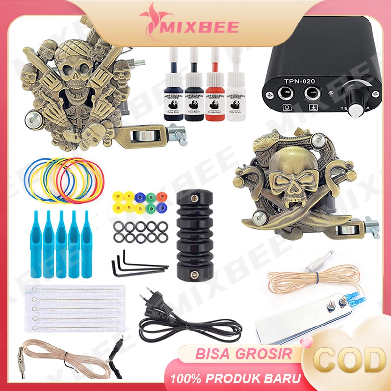 Mesin Tato Full Set Tattoo Machine Set Penjual Laris Mesin Tembak PRO 2 Kit Tato Pemula Set Sumber D