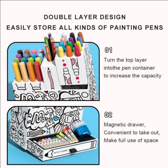 

Mideer Artist Box Peralatan Menggambar Melukis Lengkap Marker