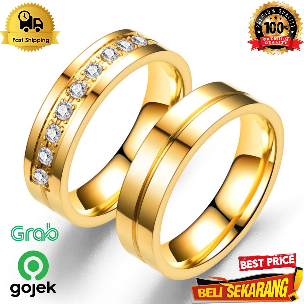 Cincin pria wanita titanium emas couple pasangan nikahan tunangan , / cincin couple / cincin nikah /