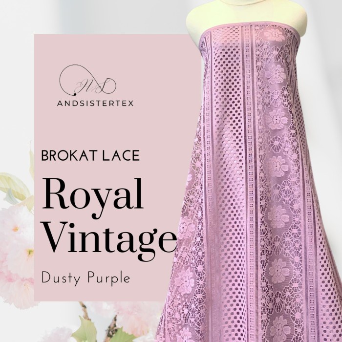 Kain Brokat Lace Royal Warna Lilac