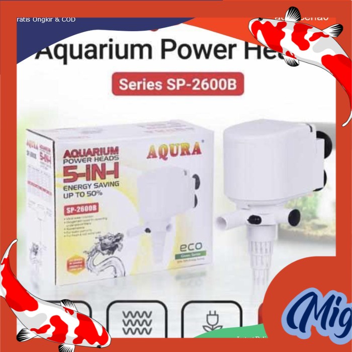Produk Baru Aqura Pompa Air Celup Power Head AQURA SP 2600 B putih