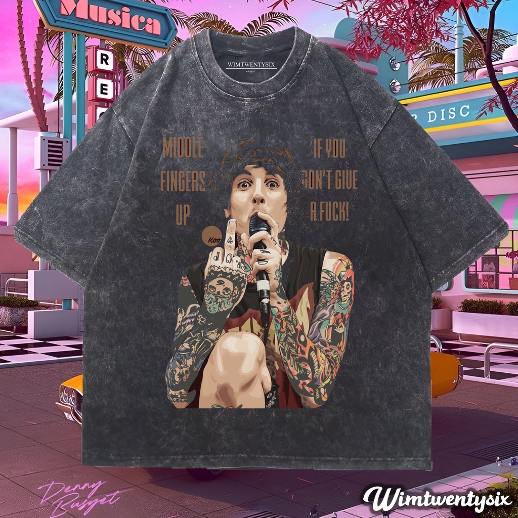 Wimtwentysix “bmth oliver sykes middle” kaos oversized washing | vintage tee