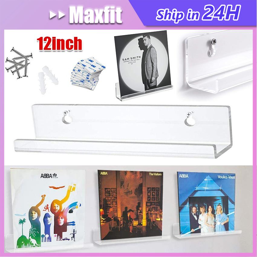 7/12 Inch Rak Akrilik Organizer Rak Dinding Album CD & Piringan Hitam Dudukan Kosmetik Rak Kutek Ser