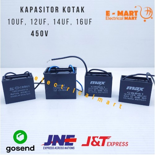 Kapasitor Kotak Pompa Air Kabel Hitam 14 UF