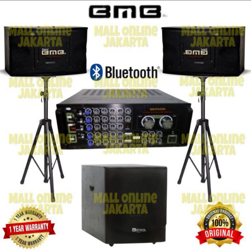 Paket SoundSystem BMB 10inch ORIGINAL ampli subwoofer Aktif 12inch ORIGINAL