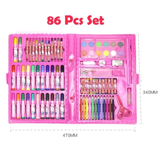 

[Best Seller] Stationery Set pensil crayon anak isi 86 pcs Import. - Biru, 86 pcs