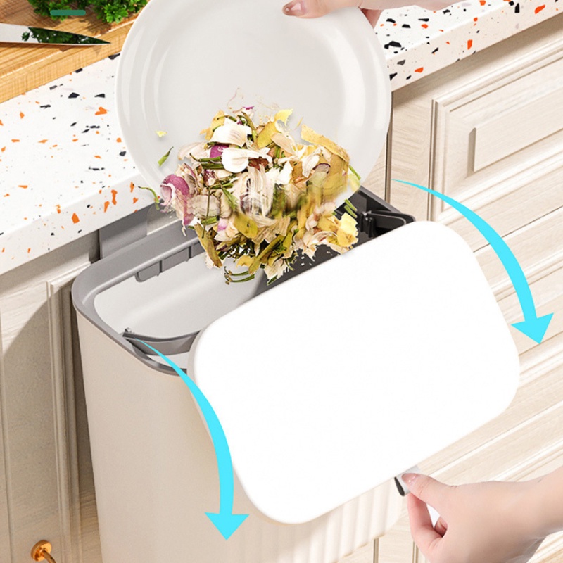9L Tempat Sampah Gantung Tutup Dapur Gantung Tong Sampah Plastik Wadah Trash Bin Gantung Meja Toilet Kamar Mandi Serbaguna