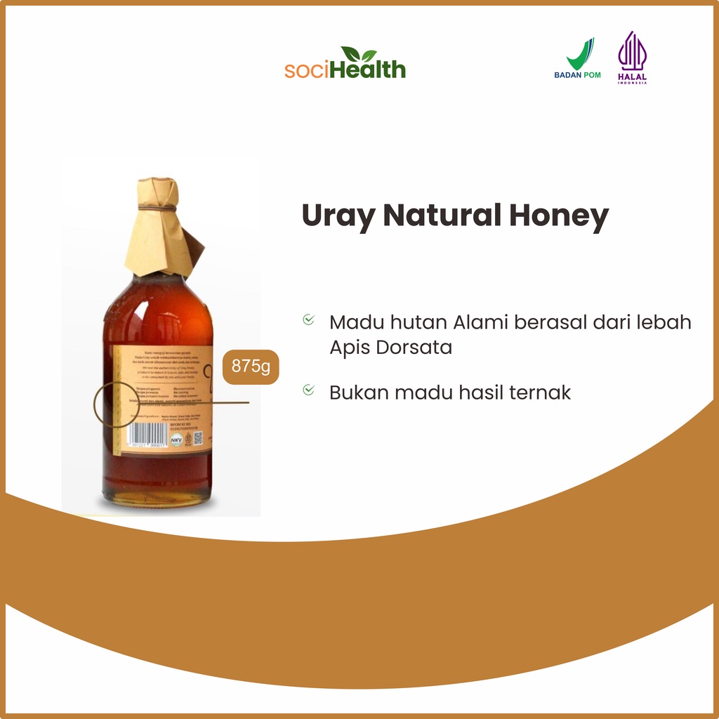 

Uray Madu Urai Asli 875gr 640ml Enak - Madu Organik Bee Pollen Royal Jelly - Madu Hutan Liar 100% - Antioxidant -