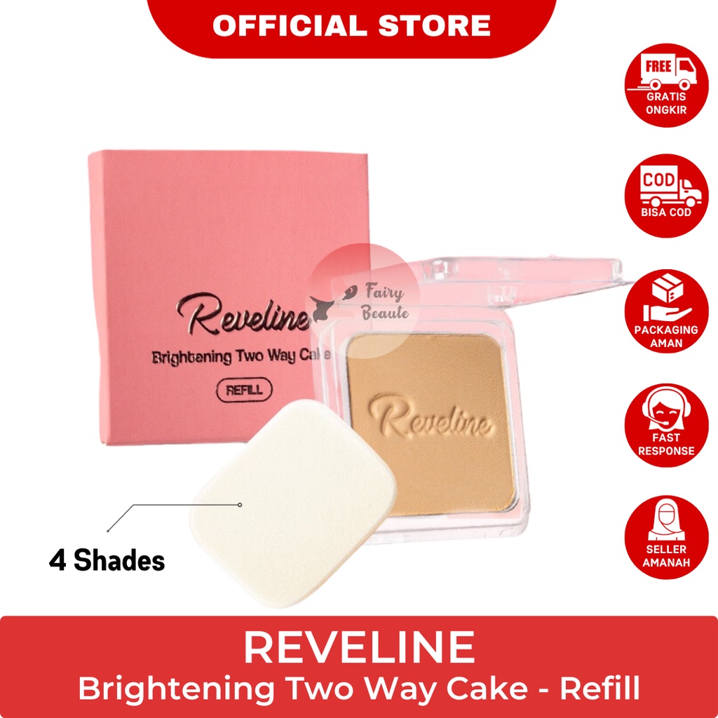 REVELINE Refill Brightening Two Way Cake with Puff refelin revelin refil twc