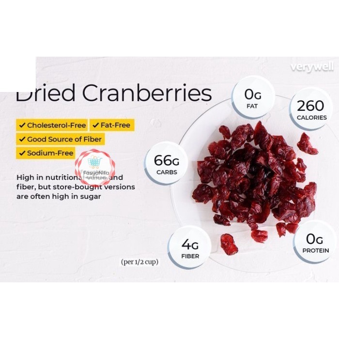 

Dried Cranberry Sweetened / Buah Cranberry Manis Kering (100 gr) - Sweet - FasyAnita Mart Denpasar