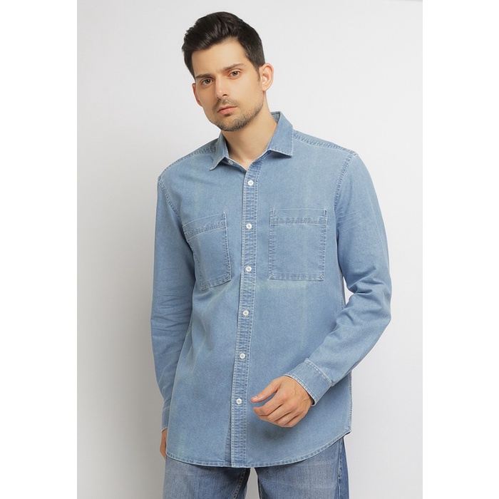 Kemeja pria lengan panjang denim Lois Jeans KLL364D