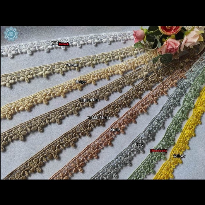 Kain Renda Bordir Giper - Bunga Kecil - 10495 (L :-/+ 2 cm) - Yellow