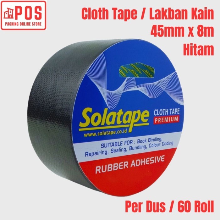 

1 Dus Lakban | Lakban Kain Premium Hitam 45mmx8m | Solatape