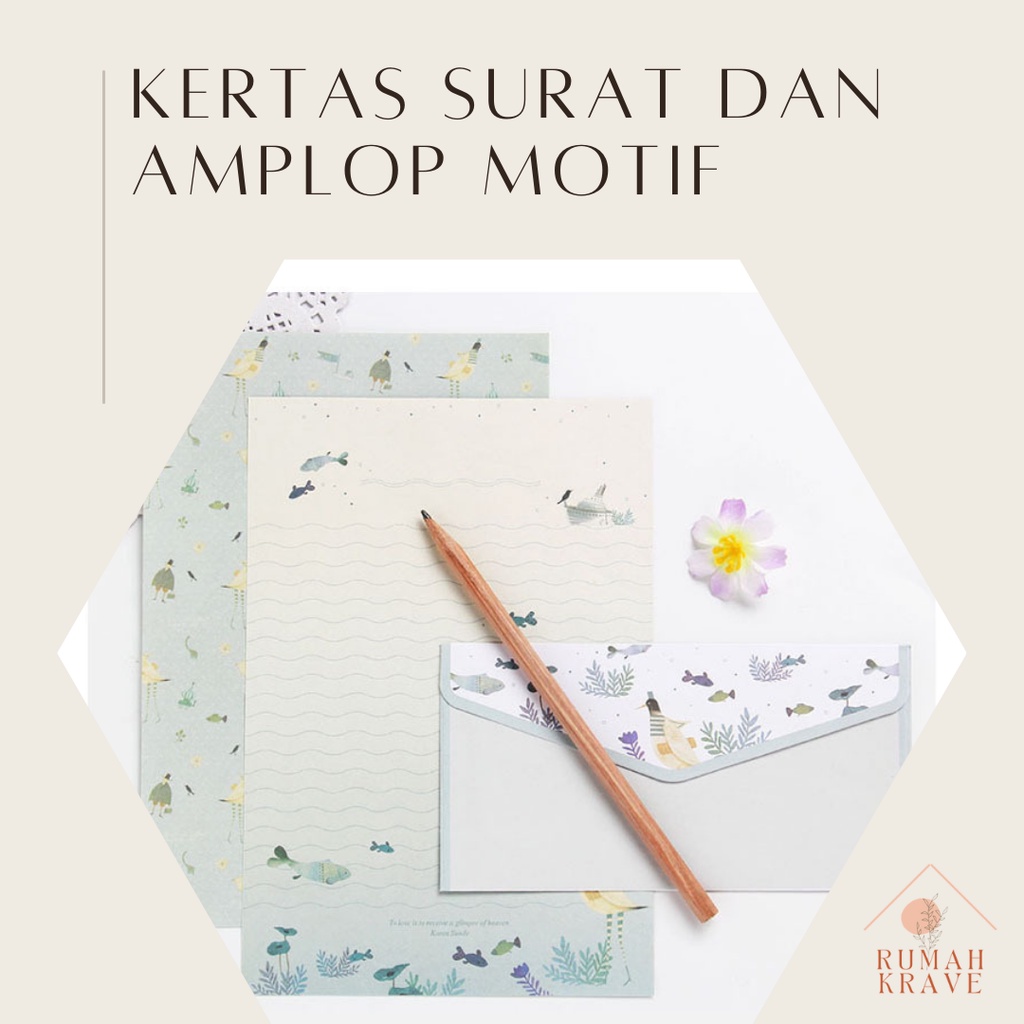 

RUMAH KRAVE - Kertas Surat dan Amplop Motif Bunga Laut Letter Envelope