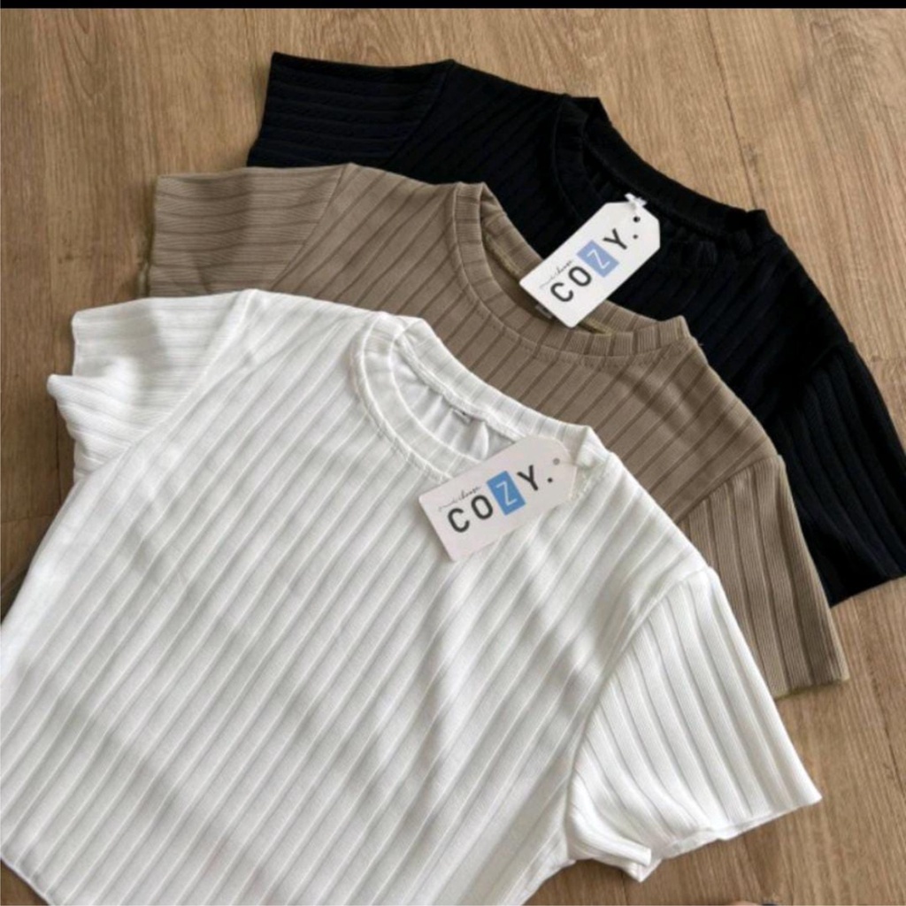 Indo Tshirt Tshirt Crop Top Sierra Top Rip Premium Pendek Bis Kaos Wanita Rajut