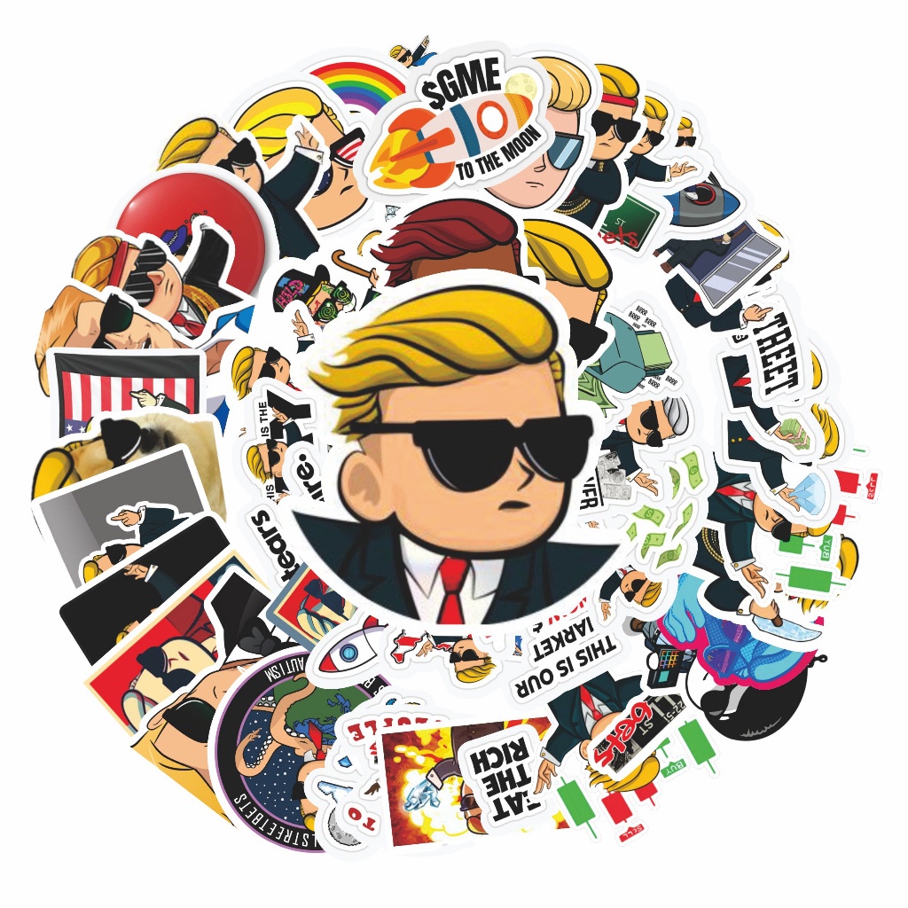 

COD✨ 50 Pcs Stiker Pack Motif Kartun Wall Street bets Anti Air Untuk Dekorasi Notebook Sepeda Skateboard Handphone DIY