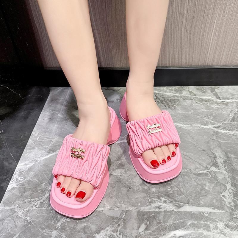 LFS-SW32 Sandal Wanita Wedges YUJI Slip On Kerut Impor FREE BOX