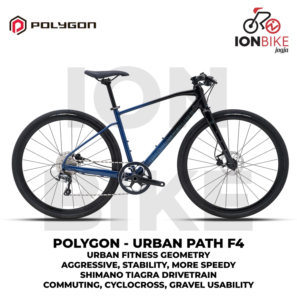 Urban Polygon Path F4 700c Terbaru Sepeda Fitness Hybrid Alloy Tiagra Murah Ringan Commuter Cyclocro