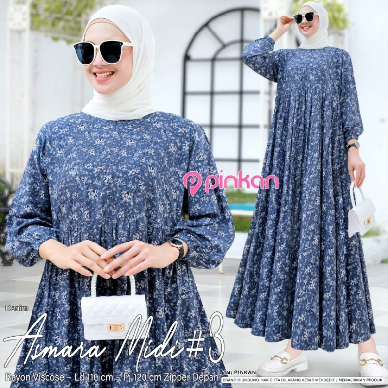 BAJU WANITA TERLARIS BEST SELLER VIRAL TERKINI Asmara #3 MIDI dress by Pinkan / Ld 110 Pb 120 DRESS 