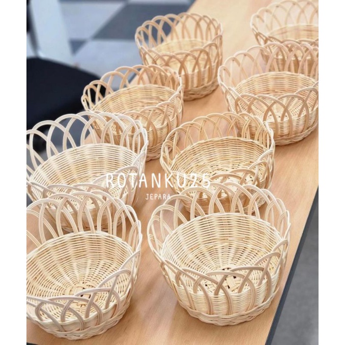 bulat kereng rotan / keranjang buah / keranjang rotan / keranjang serbagyna Best Seller