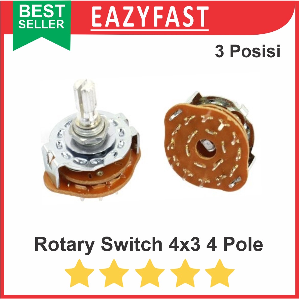 Rotary Switch Selector Potensio Saklar Putar 4x3 4 Pole 3 Posisi Knob