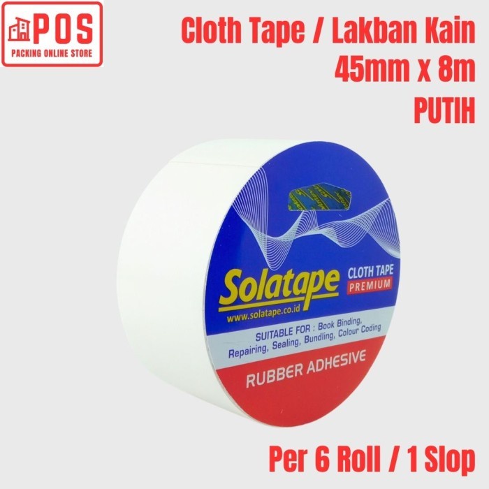 

6 Roll Lakban | Lakban Kain Premium Putih 45mmx8m | Solatape