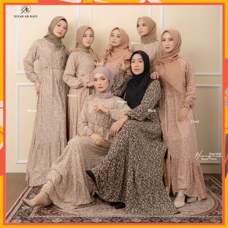 Gamis Dress Terbaru Motif Bunga Kecil Bahan Rayon Adem Dress Hawayein Motif 1 Warna Black Hitam