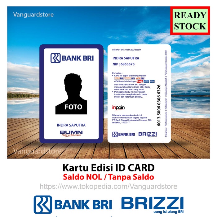 

[JK-0471] Kartu BRI BRIZZI ID CARD Bank BRI Nametag Emoney Etoll Murah - 2 SISI - BRI BRIZZI