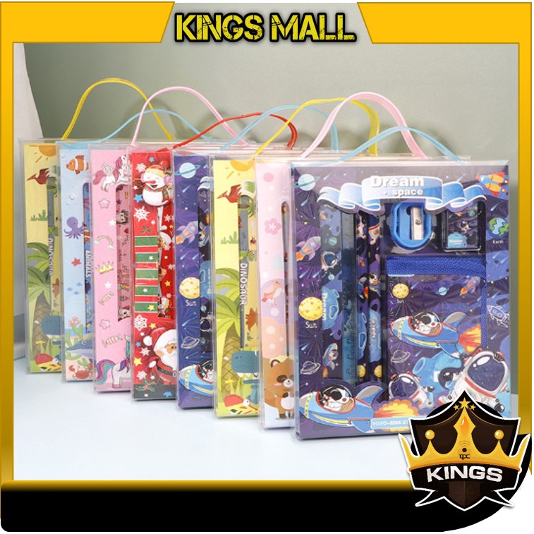 

KINGS - S5926 Stationery Set / Alat Tulis Set 6 in 1 Hadiah Souvenir / Paket Alat Tulis + Dompet Anak / Alat Tulis Set Karakter