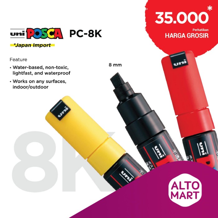 

[Best Seller] UNI POSCA PC-8K Paint Marker (Broad Tip) - Orange