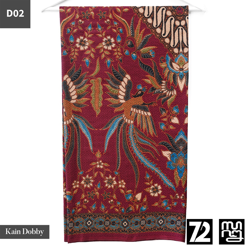 Terbaru Kain Batik Premium Bahan Dobby Motif Burung Kembar Warna Hitam Merah 724138 Cap 72 Jarik