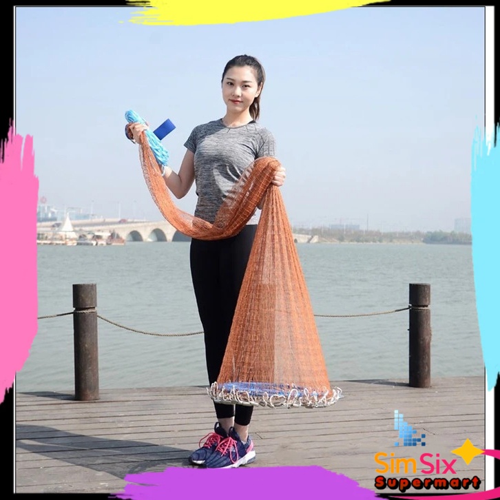 Jala Lempar Penangkap Ikan / Jaring Pancing Ikan Lempar / Fishing Throw Net Cage - SE4 10M