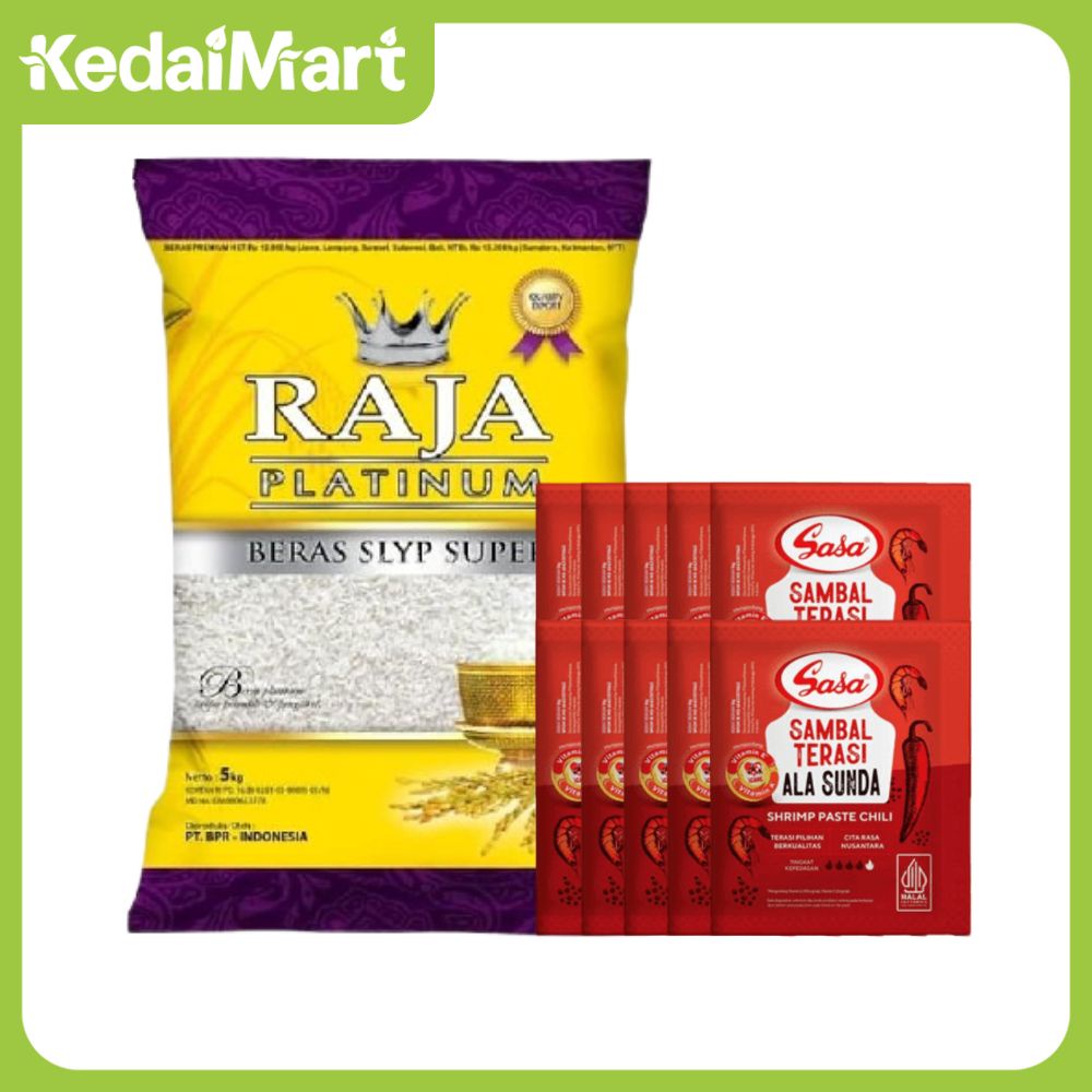 

KM Paket Bundling Beras Raja Platinum 5 Kg + Sasa Sambal Terasi Ala Sunda Rcg